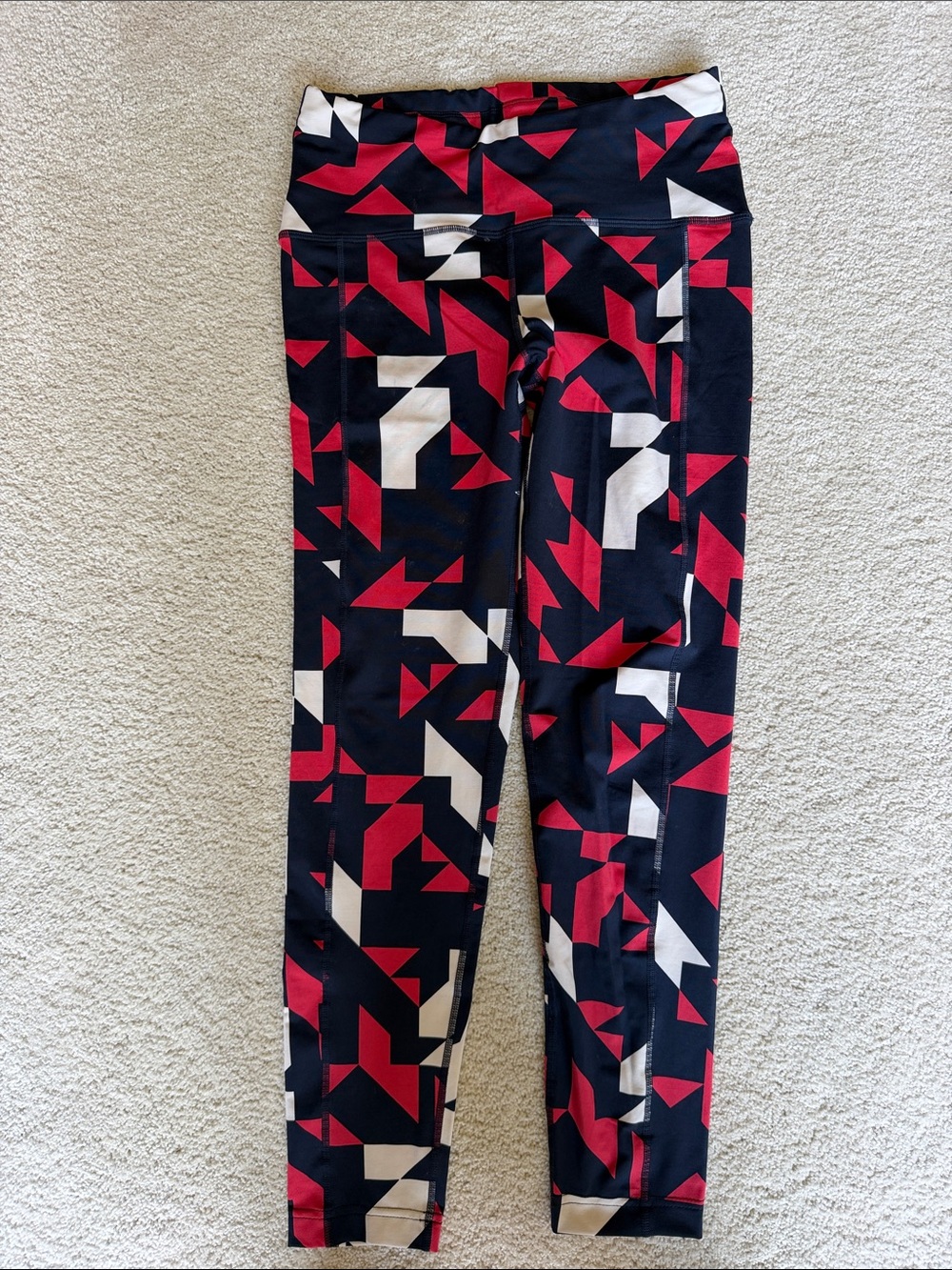 oiselle Black, Red & White Geometric Print Leggings